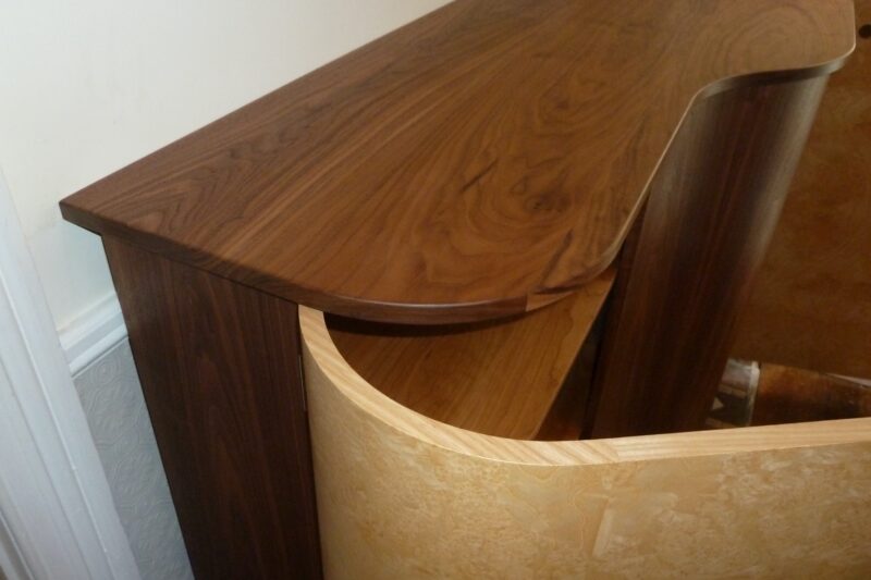 Close up go hall cabinet top and curved door