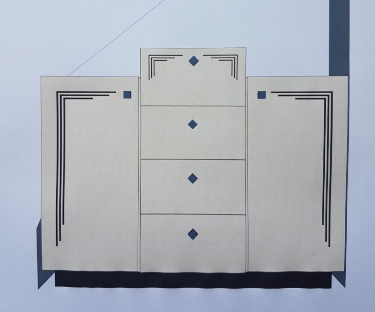 Art Deco Cabinet - picture of computer model of front elevation