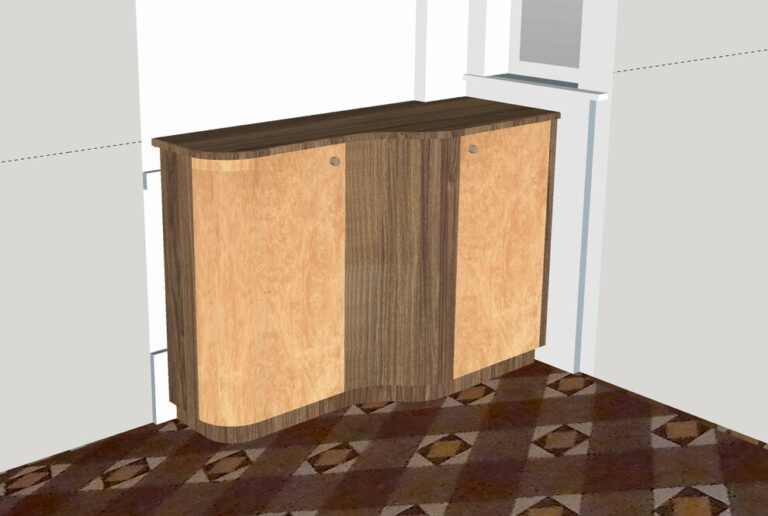 Curvy Walnut Cabinet 3D computer model view